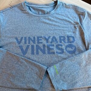 Vineyard Vines Men's Long Sleeve Performance T-Shirt Blue Logo Sz L